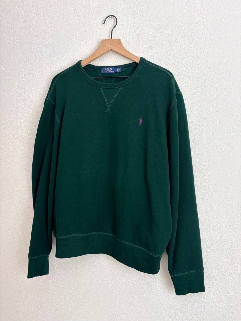 Ralph Lauren Dark Green Crewneck Sweatshirt with Purple Pony